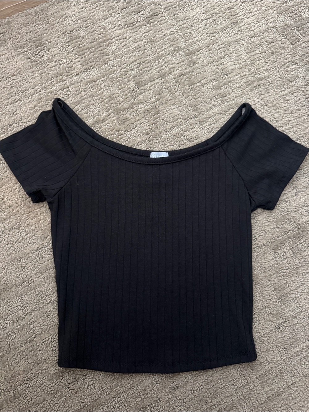 Tilly's Black Off-Shoulder Ribbed Crop Top
